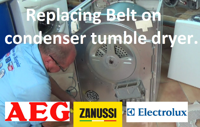 How to replace a belt on a condenser tumble dryer Zanussi, Electrolux & Aeg