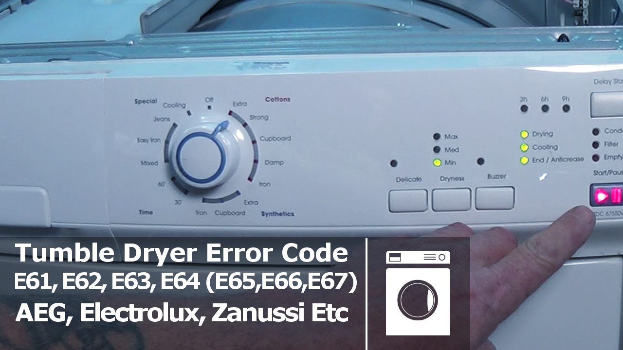 E61, E62, E63, E64, E65, E66, E67 Tumble dryer Error Fault Code  Electrolux, AEG, Zanussi