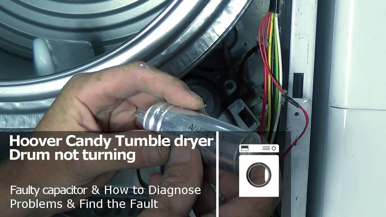 Hoover Candy Tumble dryer drum not turning and belt ok faulty capacitor
