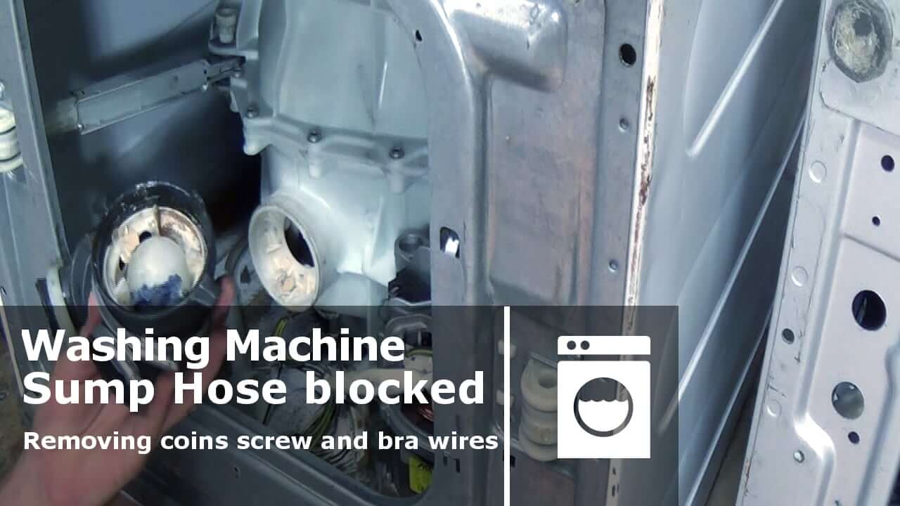 How to remove a washing machine sump hose and filter to clear blockages