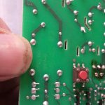 Old Omron relay fitted on pcb soldered pins side up