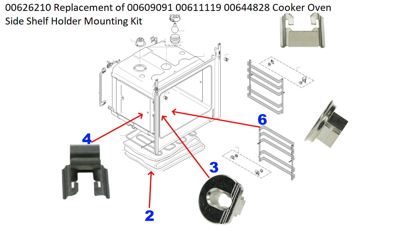 626210 Bosch Oven Side Shelf Holder  Bushing Kit 00626210 